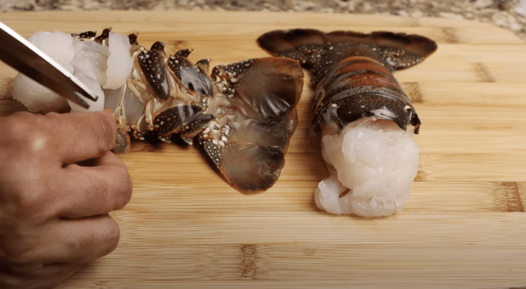 Preparing the lobster tails